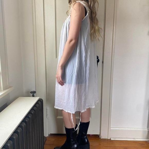 Vintage 1960s sheer baby doll dress slip style midi length white one size - Picture 3 of 4